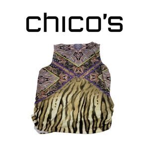 NWT Chico’s Animal Print Paisley Top. Sz 2